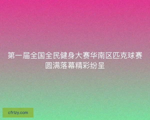 第一届全国全民健身大赛华南区匹克球赛圆满落幕精彩纷呈